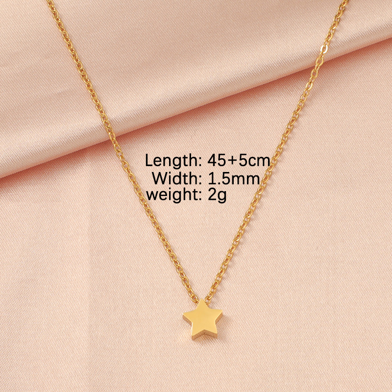 Stainless Steel 18K Gold Plated Lady Simple Style Star Moon Heart Shape None Pendant Necklace display picture 20
