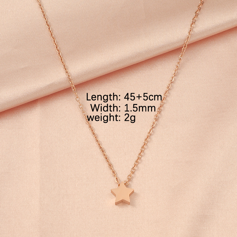 Stainless Steel 18K Gold Plated Lady Simple Style Star Moon Heart Shape None Pendant Necklace display picture 21