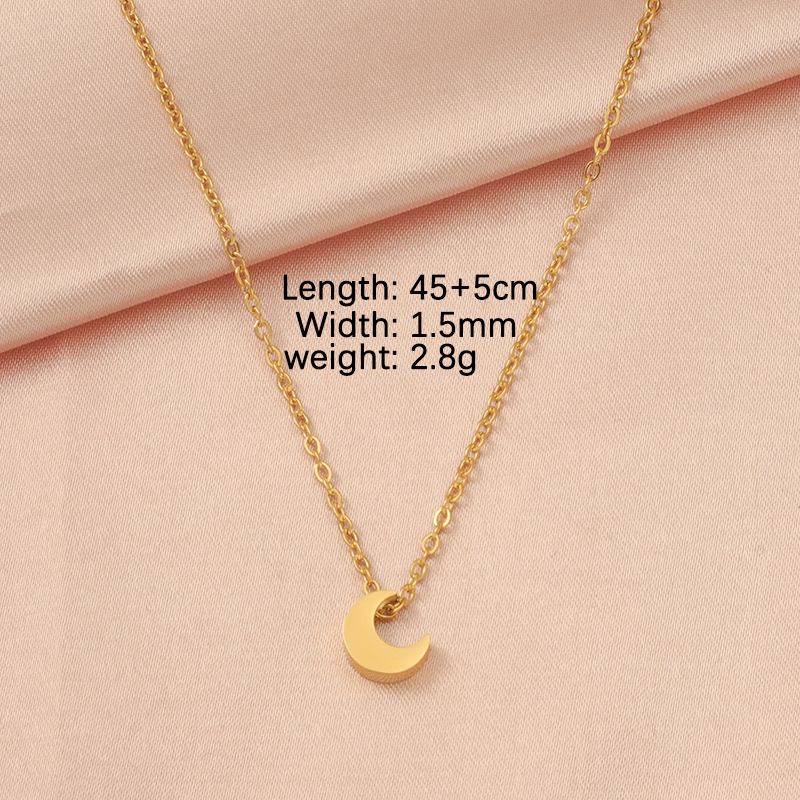 Stainless Steel 18K Gold Plated Lady Simple Style Star Moon Heart Shape None Pendant Necklace display picture 27