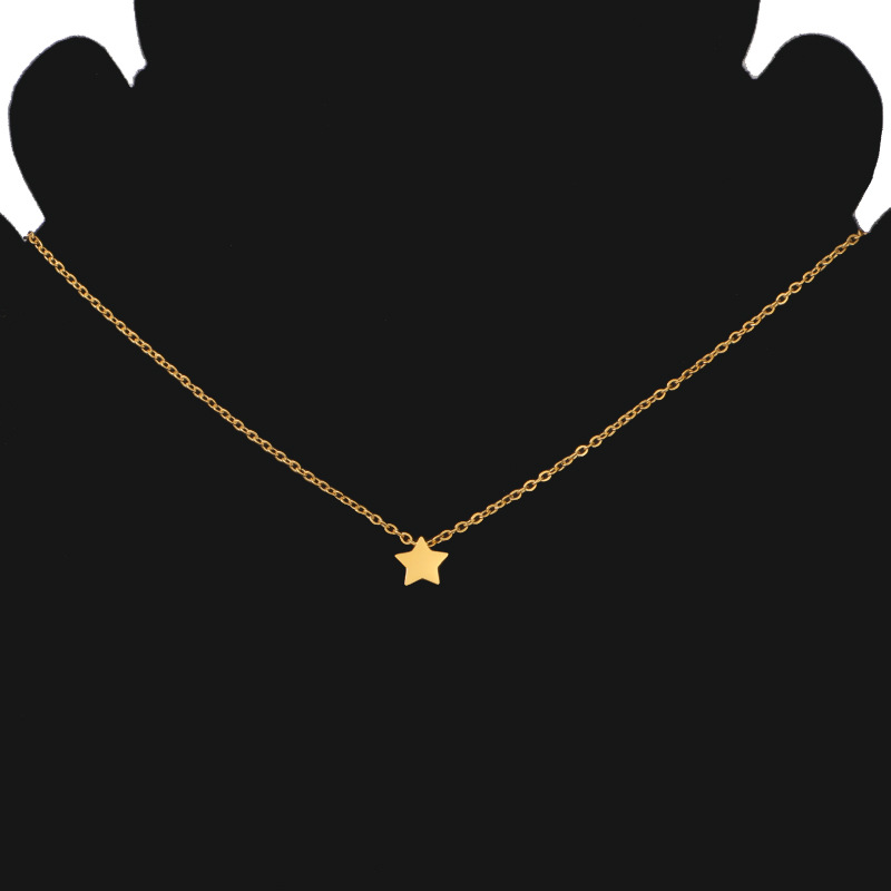 Stainless Steel 18K Gold Plated Lady Simple Style Star Moon Heart Shape None Pendant Necklace display picture 35