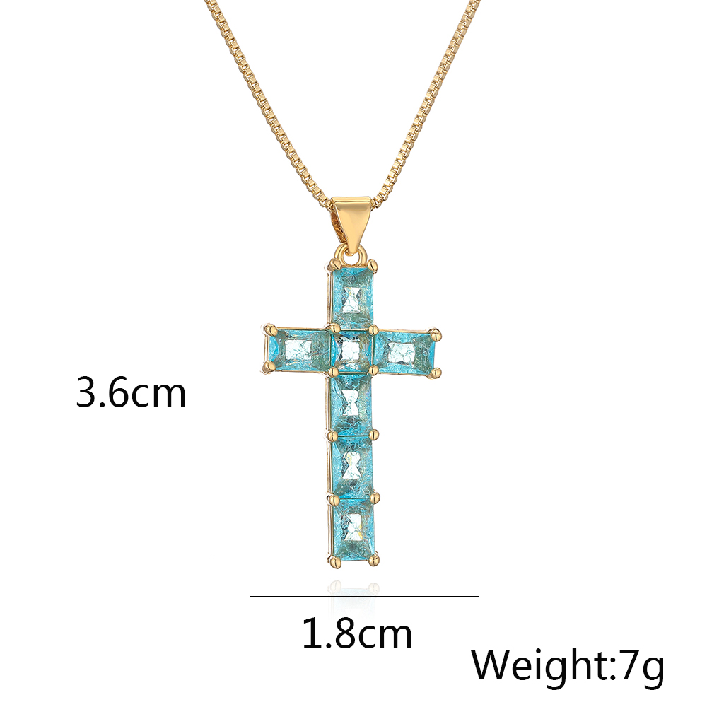Einfacher Stil Kreuzen Kupfer 18 Karat Vergoldet Zirkon Halskette Mit Anhänger In Masse display picture 1