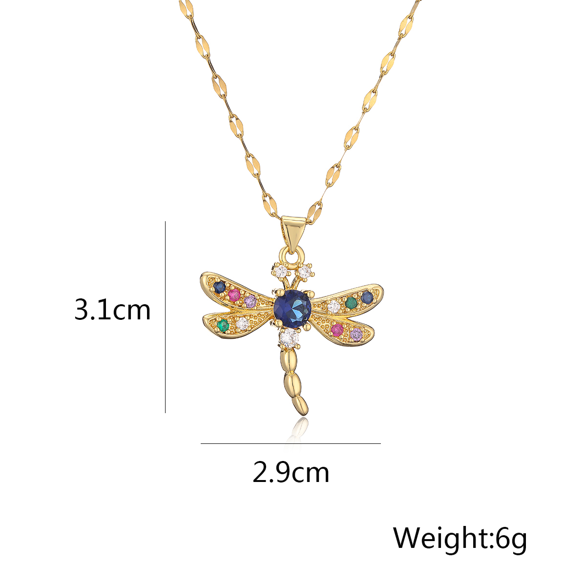 Simple Style Commute Dragonfly Copper 18k Gold Plated Zircon Pendant Necklace In Bulk display picture 1