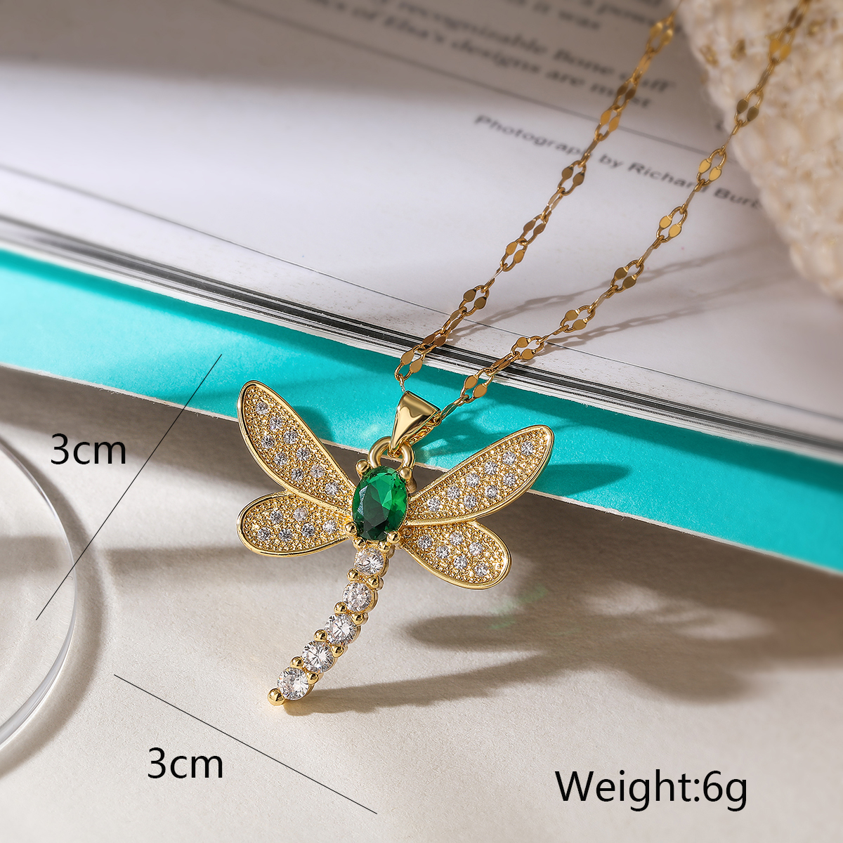 Simple Style Commute Dragonfly Copper 18k Gold Plated Zircon Pendant Necklace In Bulk display picture 2