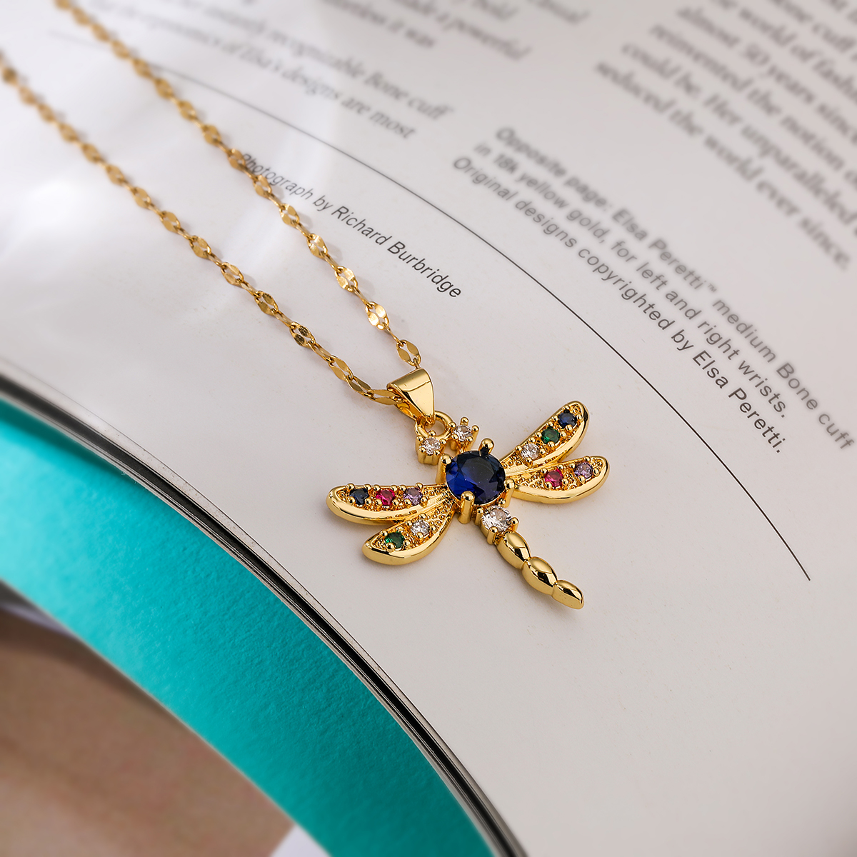 Simple Style Commute Dragonfly Copper 18k Gold Plated Zircon Pendant Necklace In Bulk display picture 3
