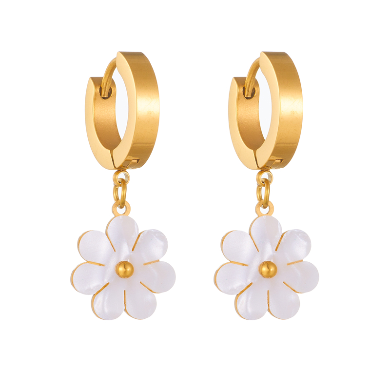 Titanium Steel 18K Gold Plated Elegant Simple Style Inlay Flower Acrylic Earrings Necklace display picture 2