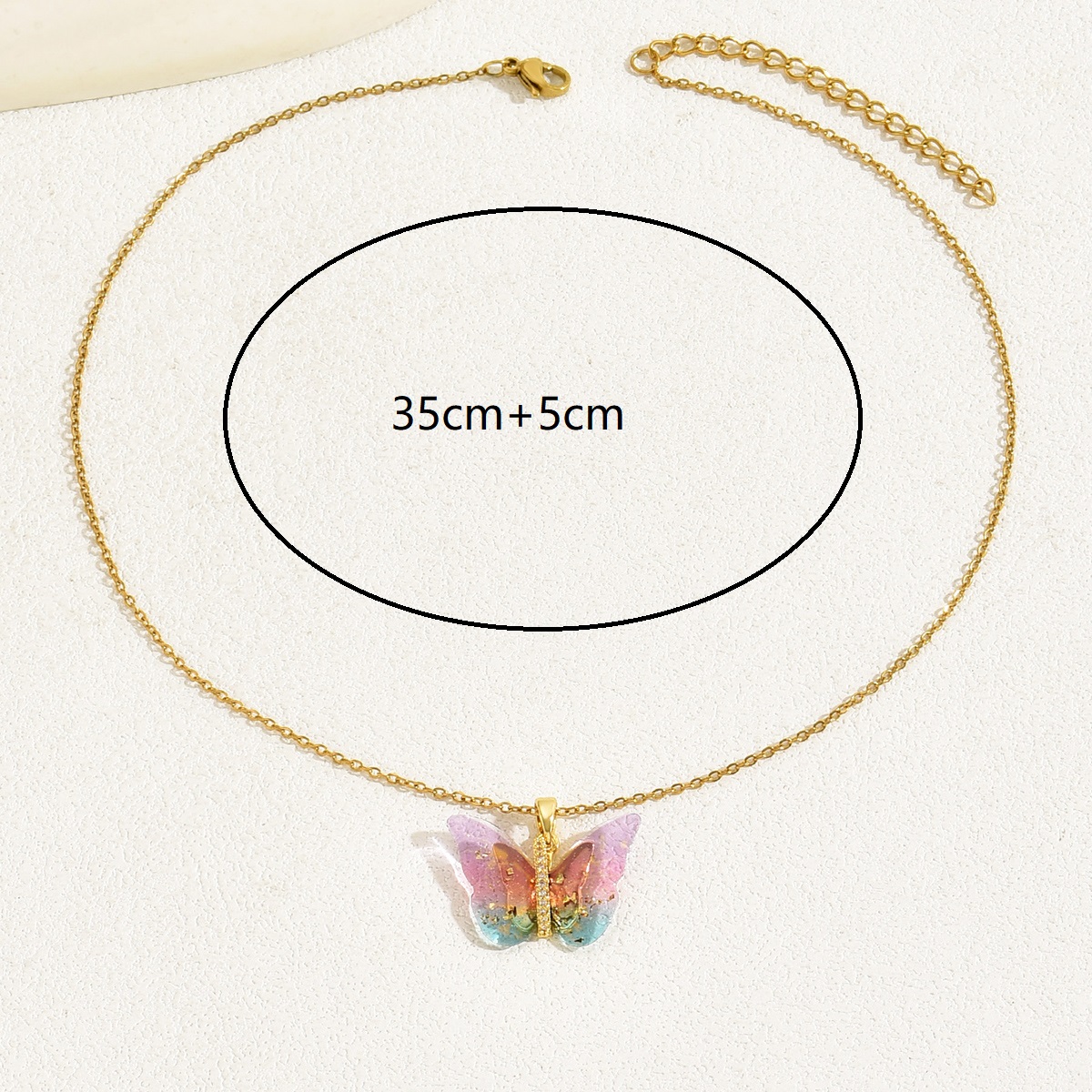 Süss Einfacher Stil Schmetterling Kupfer 18 Karat Vergoldet Zirkon Halskette In Masse display picture 1