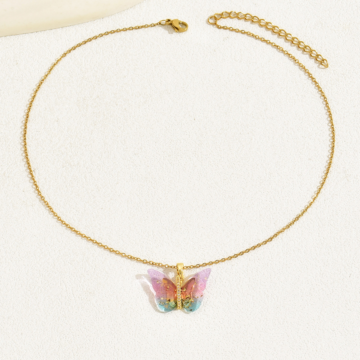 Süss Einfacher Stil Schmetterling Kupfer 18 Karat Vergoldet Zirkon Halskette In Masse display picture 5