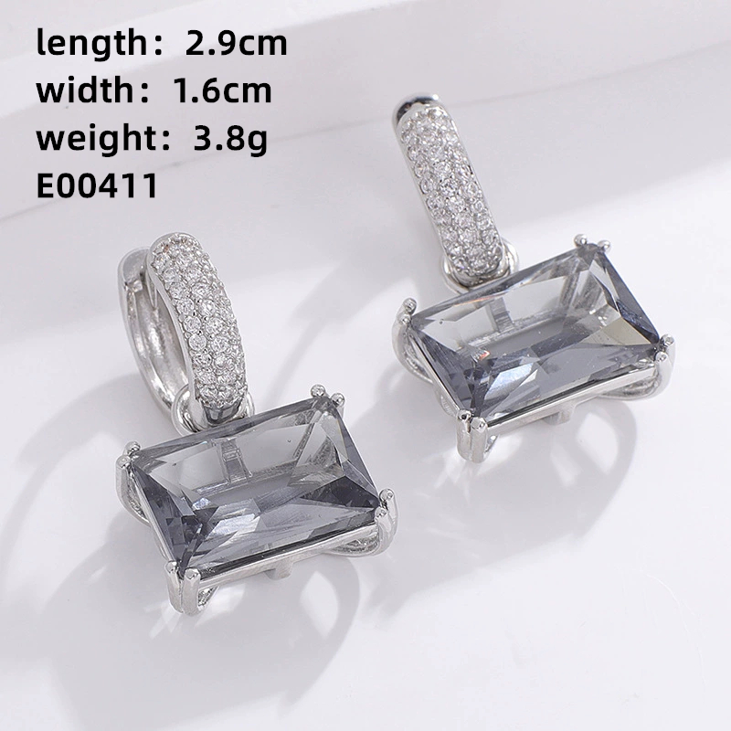 1 Pair Casual Sweet Korean Style Geometric Inlay Copper Zircon Gold Plated Drop Earrings display picture 7