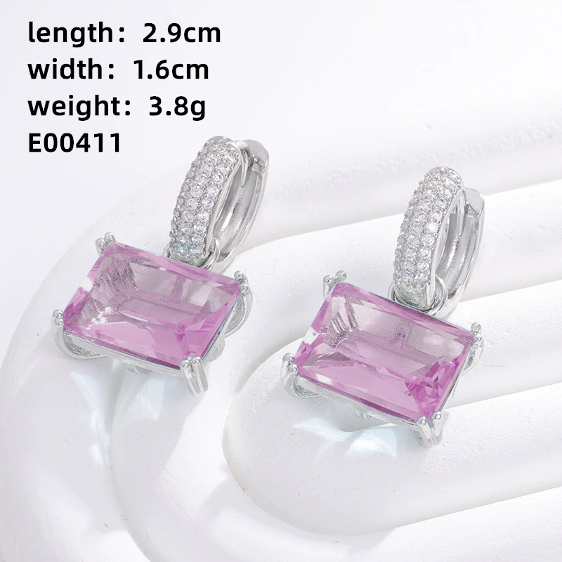 1 Pair Casual Sweet Korean Style Geometric Inlay Copper Zircon Gold Plated Drop Earrings display picture 8