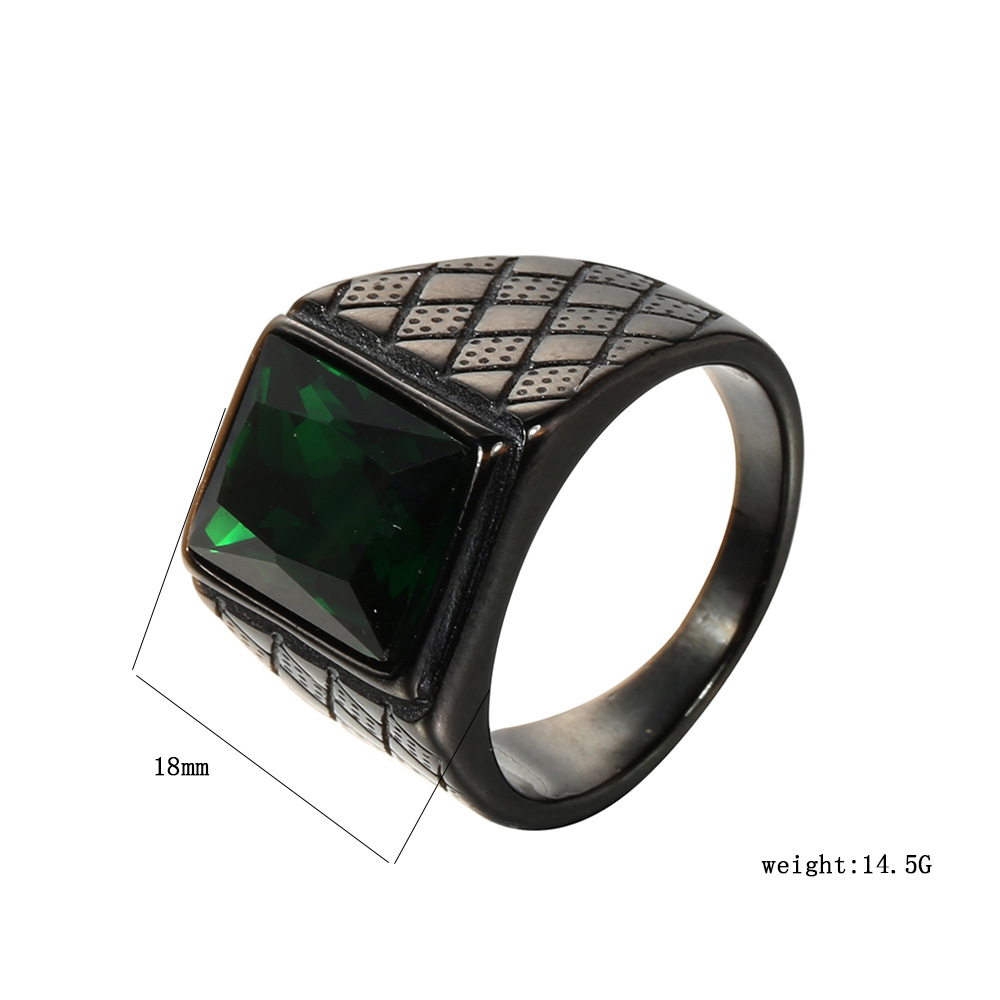 Retro Square Stainless Steel Inlay Rhinestones Glass Stone Polishing Men'S Rings display picture 1