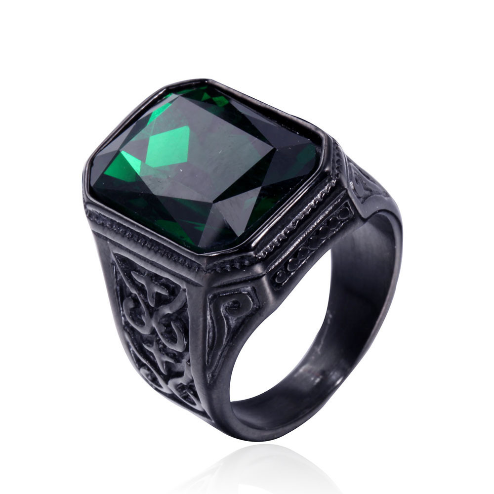 Simple Style Square Titanium Steel Inlay Glass Stone 18K Gold Plated Rhodium Plated Men'S Rings display picture 4