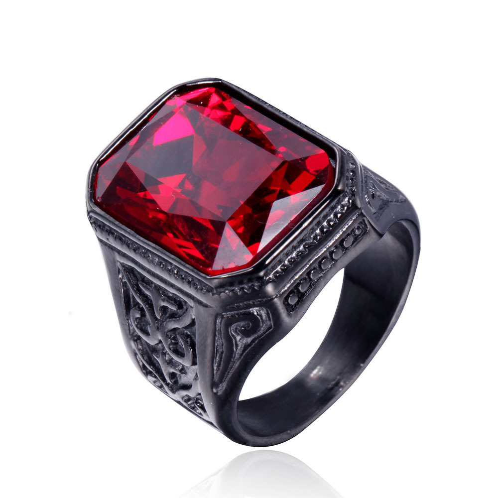 Simple Style Square Titanium Steel Inlay Glass Stone 18K Gold Plated Rhodium Plated Men'S Rings display picture 5