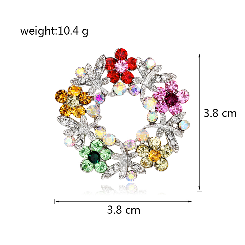 Elegant Lady Roman Style Flower Wreath Alloy Inlay Rhinestones Women's Brooches display picture 1