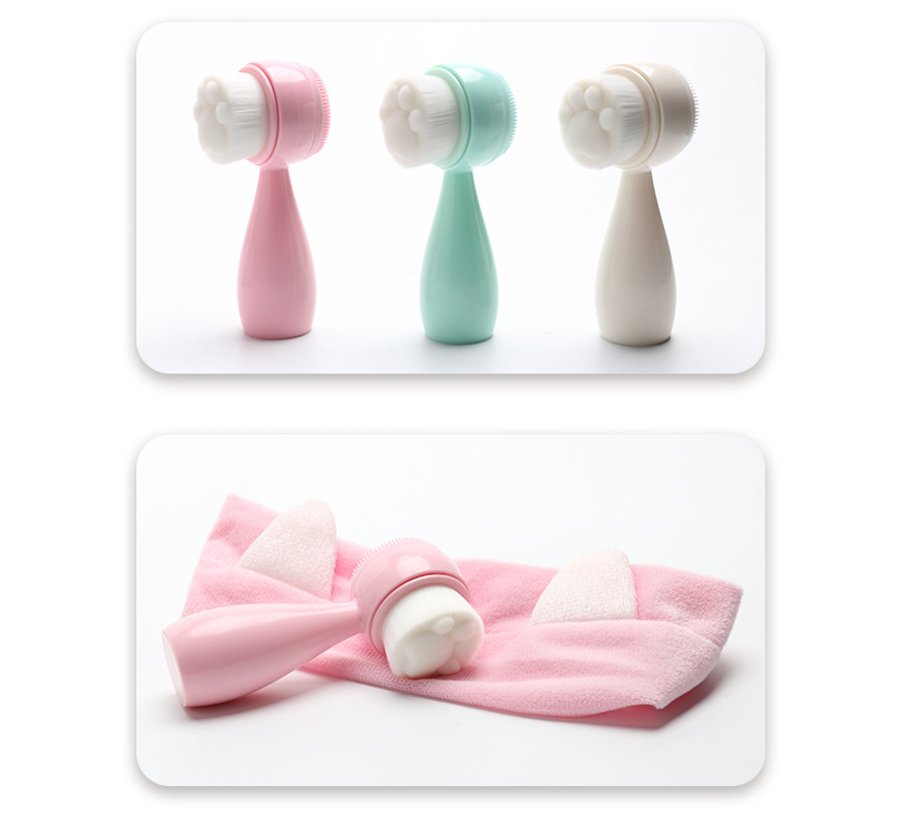 Sweet Solid Color Plastic Nylon Silica Gel Cleansing Brushes 1 Set display picture 1