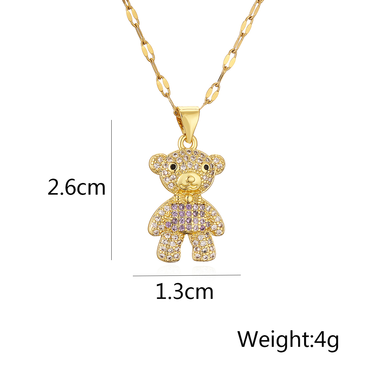 Cute Basic Little Bear Copper 18k Gold Plated Zircon Pendant Necklace In Bulk display picture 1