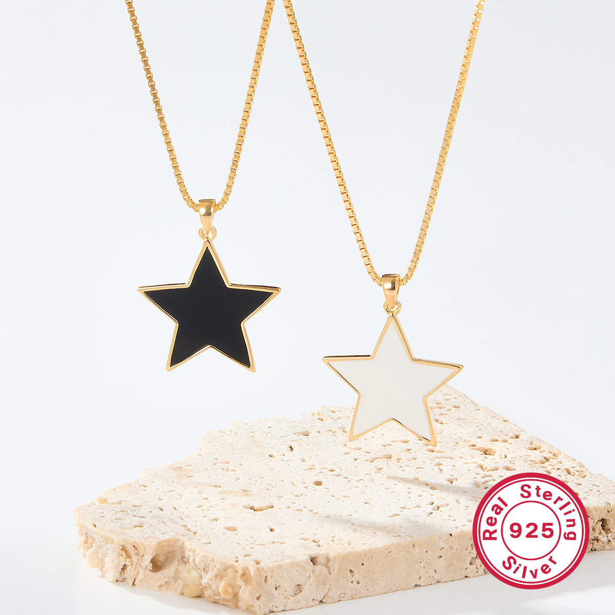 Casual Elegant Star Sterling Silver Plating 18k Gold Plated Pendant Necklace display picture 2