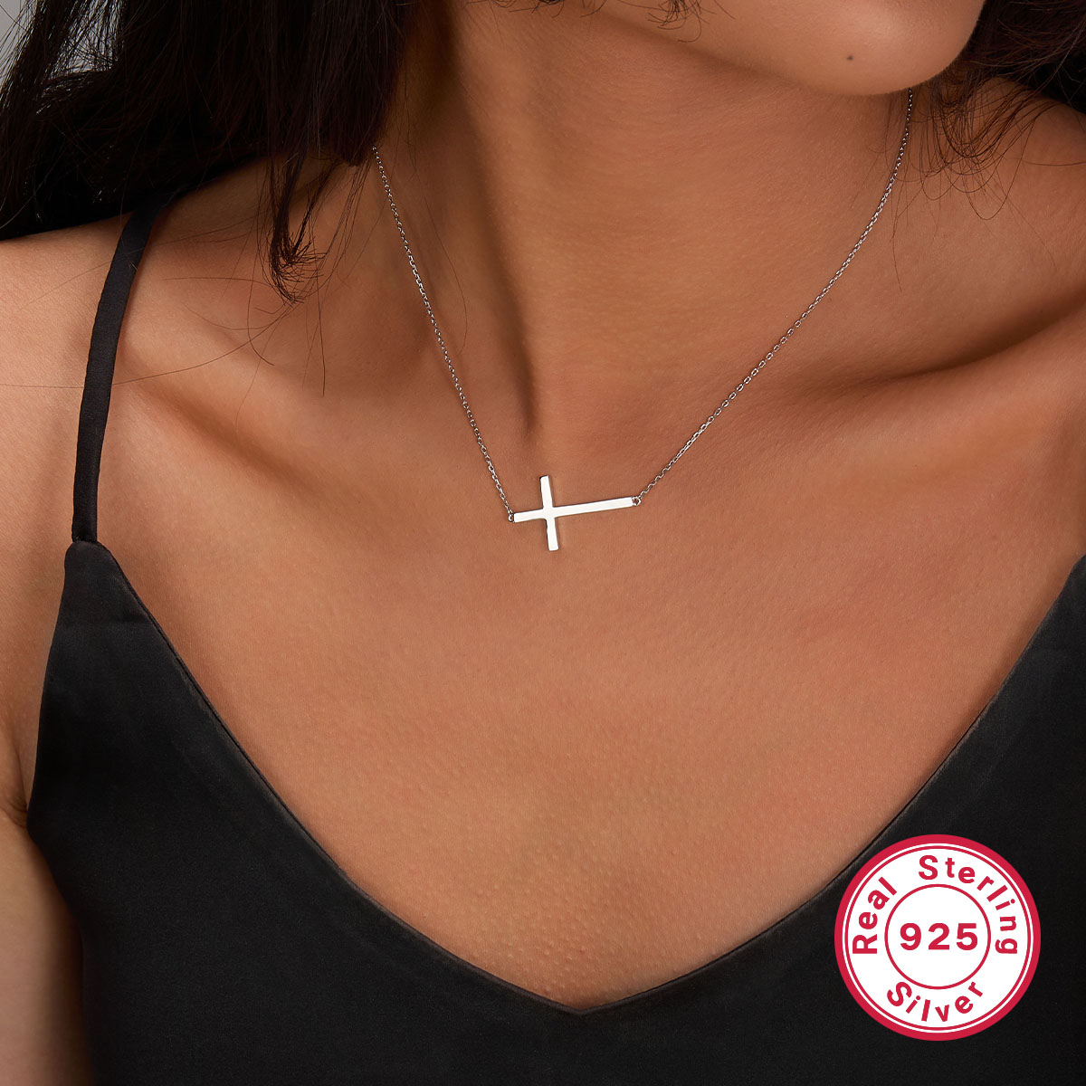 Casual Streetwear Cross Sterling Silver Plating Inlay Zircon White Gold Plated Pendant Necklace display picture 9