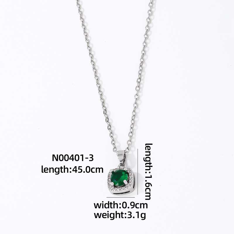 Wholesale Casual Sweet Square 304 Stainless Steel Copper Inlay Rhodium Plated Zircon Pendant Necklace display picture 9