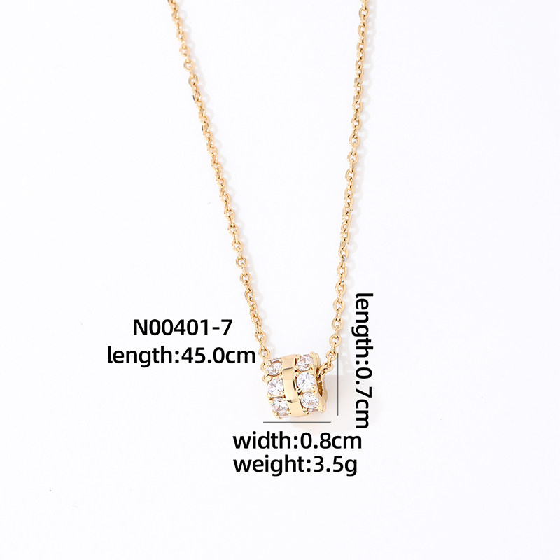 Wholesale Casual Sweet Square 304 Stainless Steel Copper Inlay Rhodium Plated Zircon Pendant Necklace display picture 11