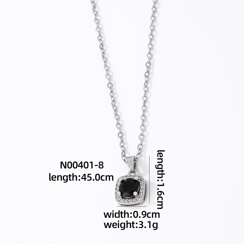 304 Stainless Steel Alloy Silver Plated Hip-Hop Vintage Style Simple Style Plating Inlay Square Zircon Pendant Necklace display picture 10