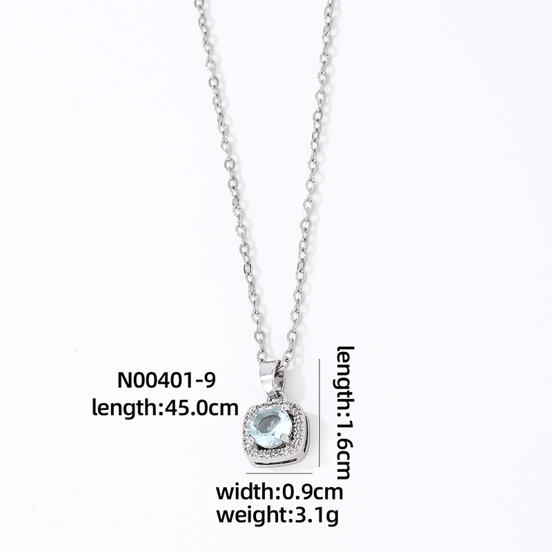 304 Stainless Steel Alloy Silver Plated Hip-Hop Vintage Style Simple Style Plating Inlay Square Zircon Pendant Necklace display picture 9