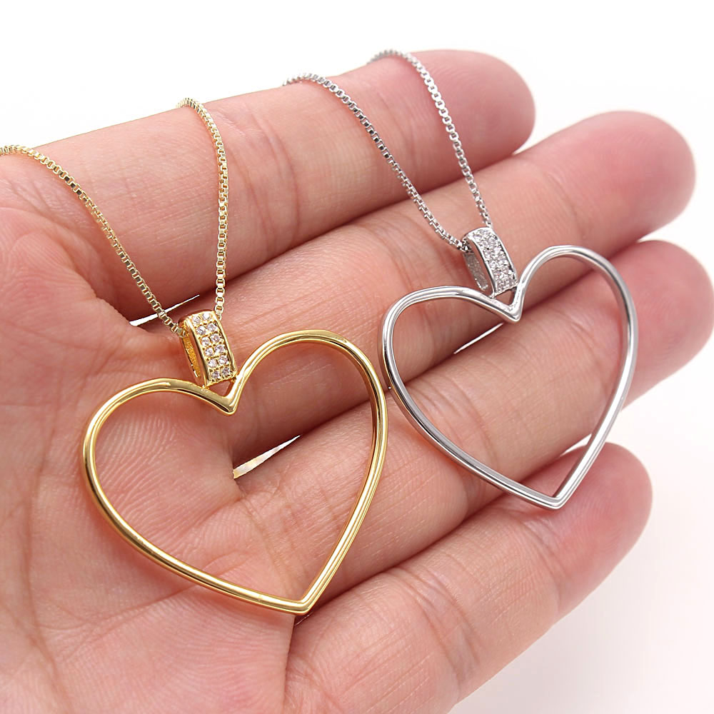 Simple Style Heart Shape Copper White Gold Plated Gold Plated Zircon Pendant Necklace In Bulk display picture 5