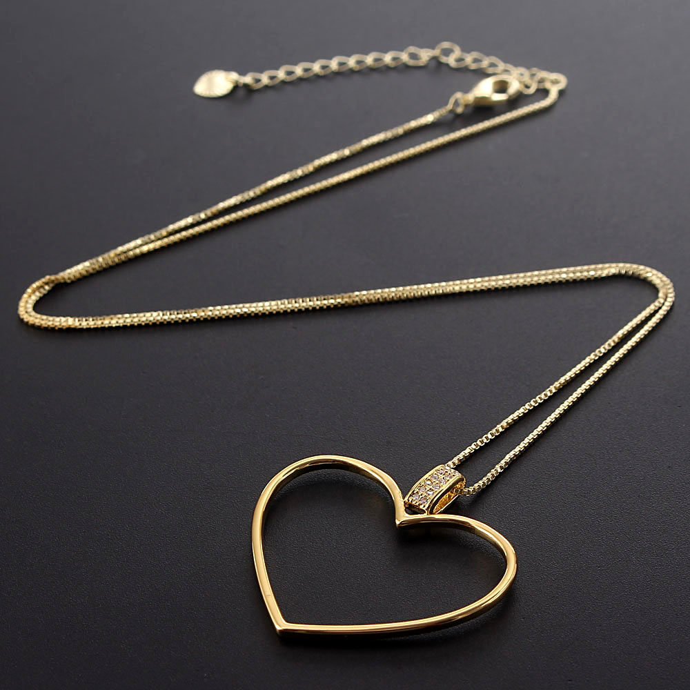 Einfacher Stil Herzform Kupfer Weißgold Plattiert Vergoldet Zirkon Halskette Mit Anhänger In Masse display picture 4