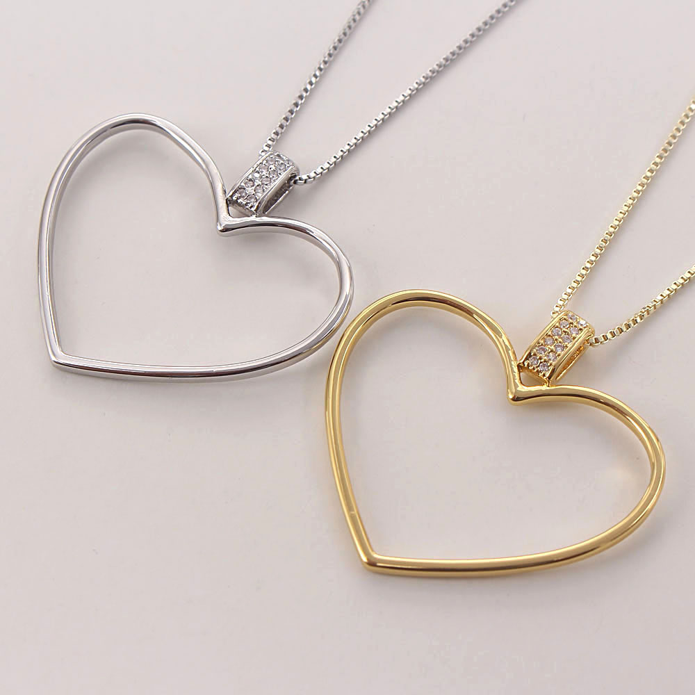Simple Style Heart Shape Copper White Gold Plated Gold Plated Zircon Pendant Necklace In Bulk display picture 3