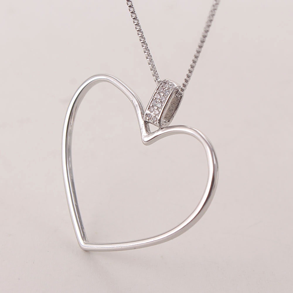 Simple Style Heart Shape Copper White Gold Plated Gold Plated Zircon Pendant Necklace In Bulk display picture 2