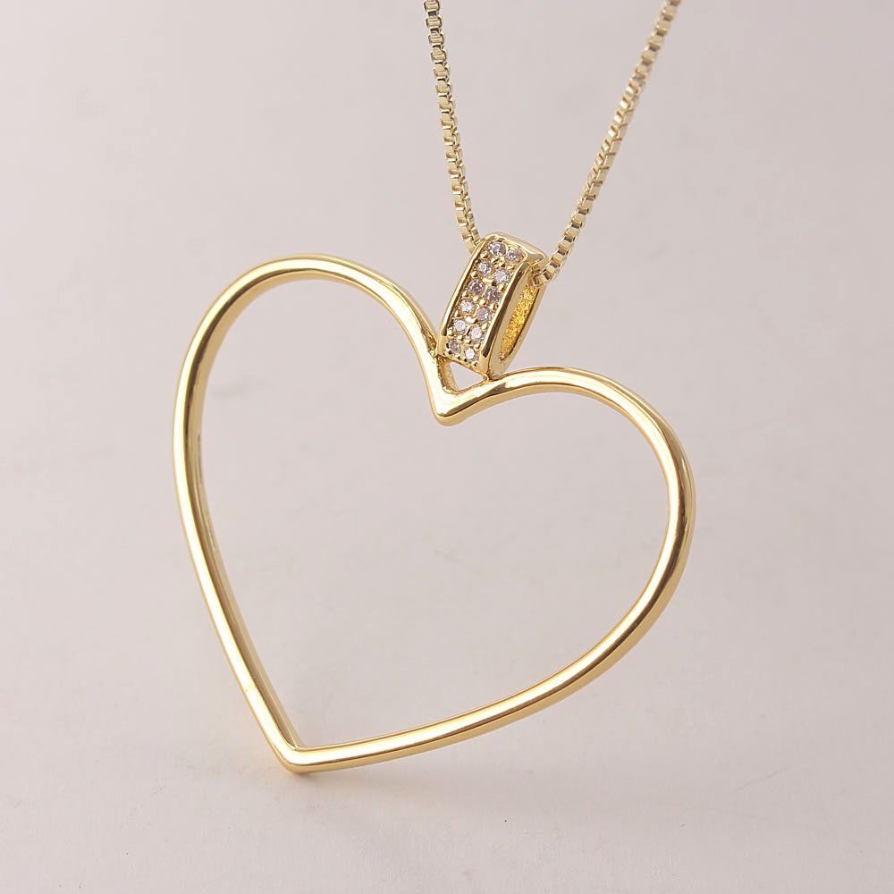 Einfacher Stil Herzform Kupfer Weißgold Plattiert Vergoldet Zirkon Halskette Mit Anhänger In Masse display picture 1