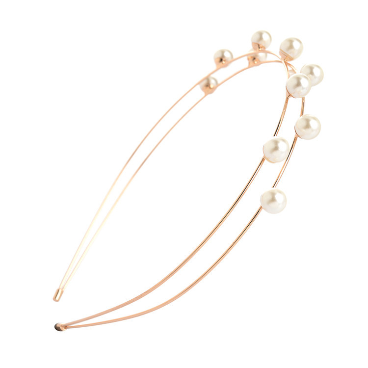 Simple Style Solid Color Alloy Inlay Artificial Pearls Hair Band display picture 6