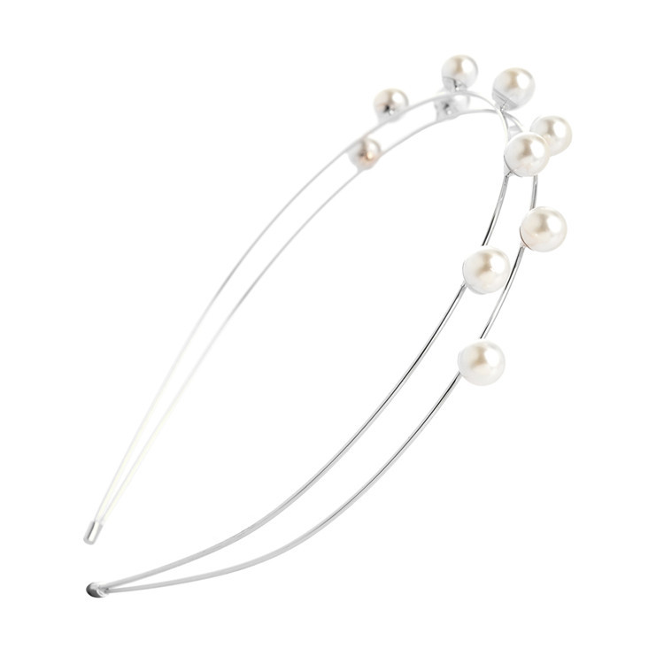 Simple Style Solid Color Alloy Inlay Artificial Pearls Hair Band display picture 8