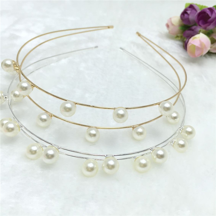 Simple Style Solid Color Alloy Inlay Artificial Pearls Hair Band display picture 9