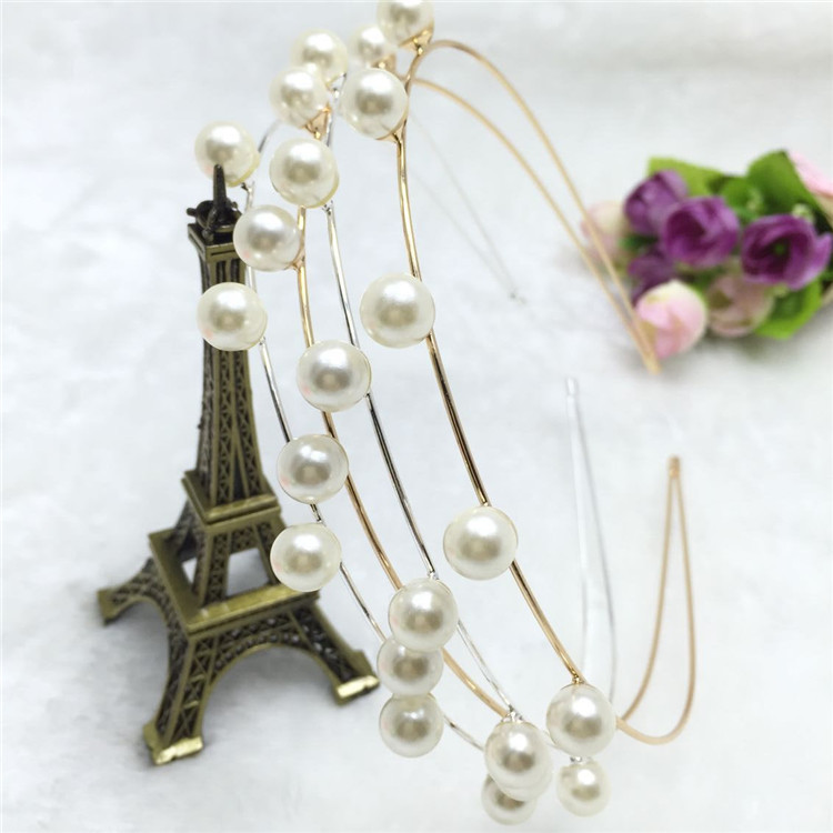 Simple Style Solid Color Alloy Inlay Artificial Pearls Hair Band display picture 10