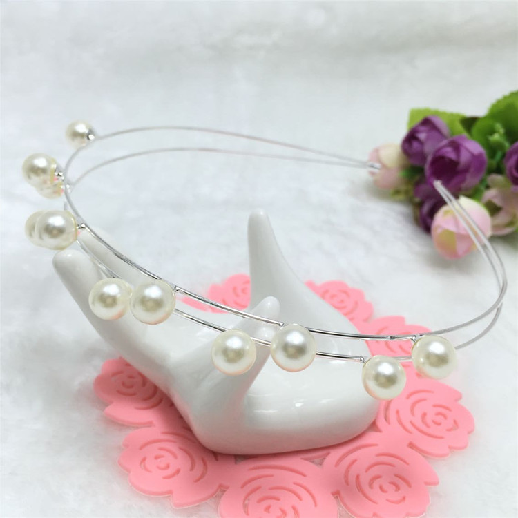 Simple Style Solid Color Alloy Inlay Artificial Pearls Hair Band display picture 11