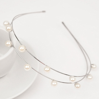 Simple Style Solid Color Alloy Inlay Artificial Pearls Hair Band display picture 15