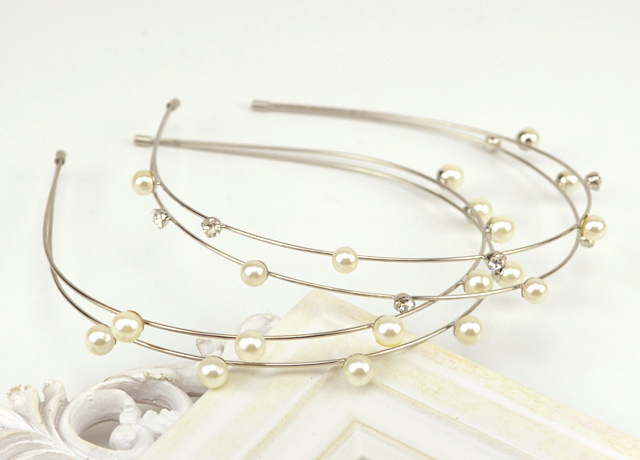 Simple Style Solid Color Alloy Inlay Artificial Pearls Hair Band display picture 17