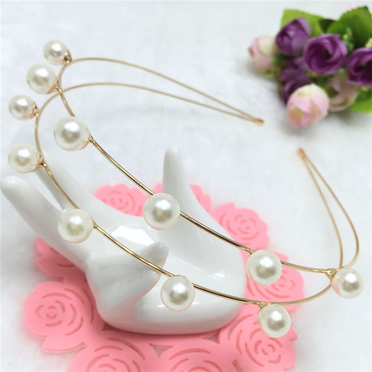 Simple Style Solid Color Alloy Inlay Artificial Pearls Hair Band display picture 18