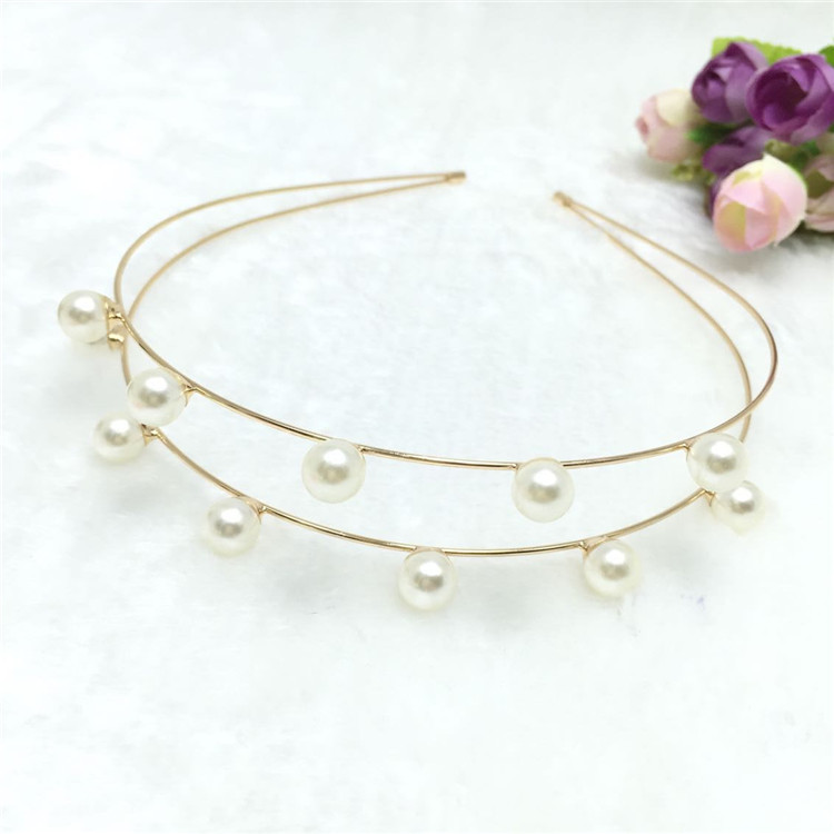 Simple Style Solid Color Alloy Inlay Artificial Pearls Hair Band display picture 19