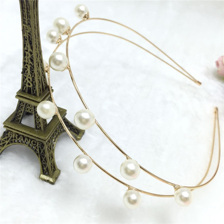 Simple Style Solid Color Alloy Inlay Artificial Pearls Hair Band display picture 20