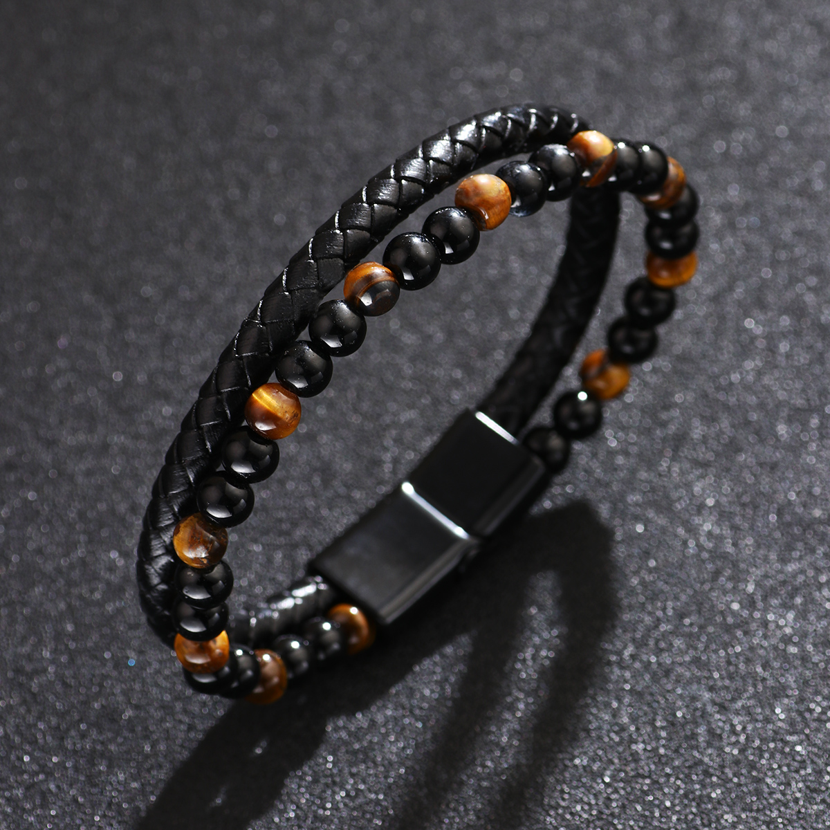 Hip-hop Alloy Leather Braid Men's Bangle display picture 2