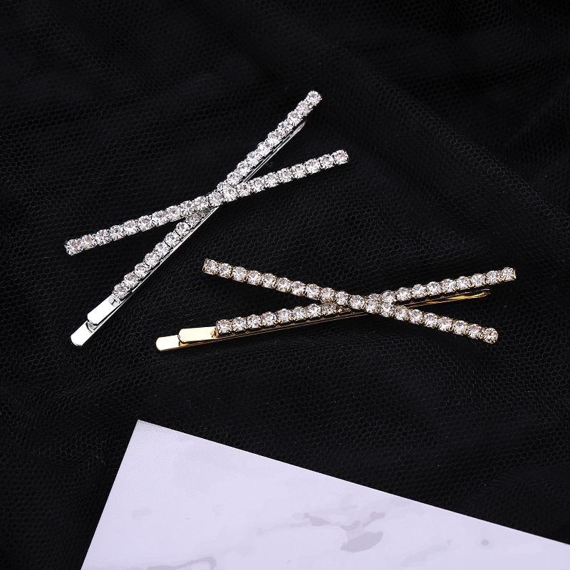 Sweet Solid Color Alloy Plating Inlay Rhinestones Hair Clip display picture 1