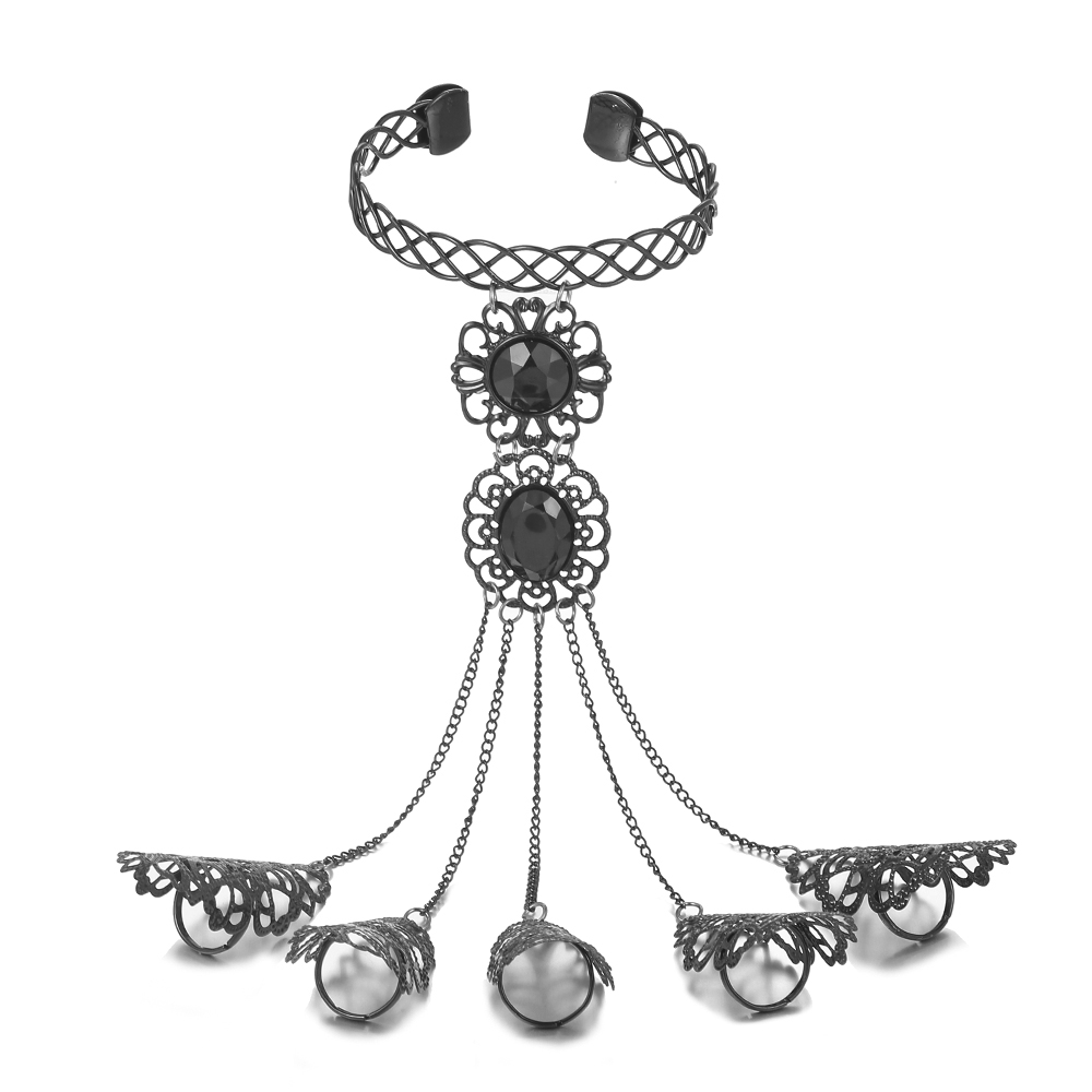 Gothic Exaggerated Flower Arylic Iron Halloween Women's Wristband Bangle display picture 3