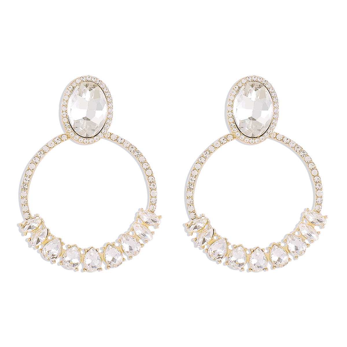 1 Pair Elegant Vintage Style Oval Water Droplets Inlay Alloy Rhinestones Drop Earrings display picture 4