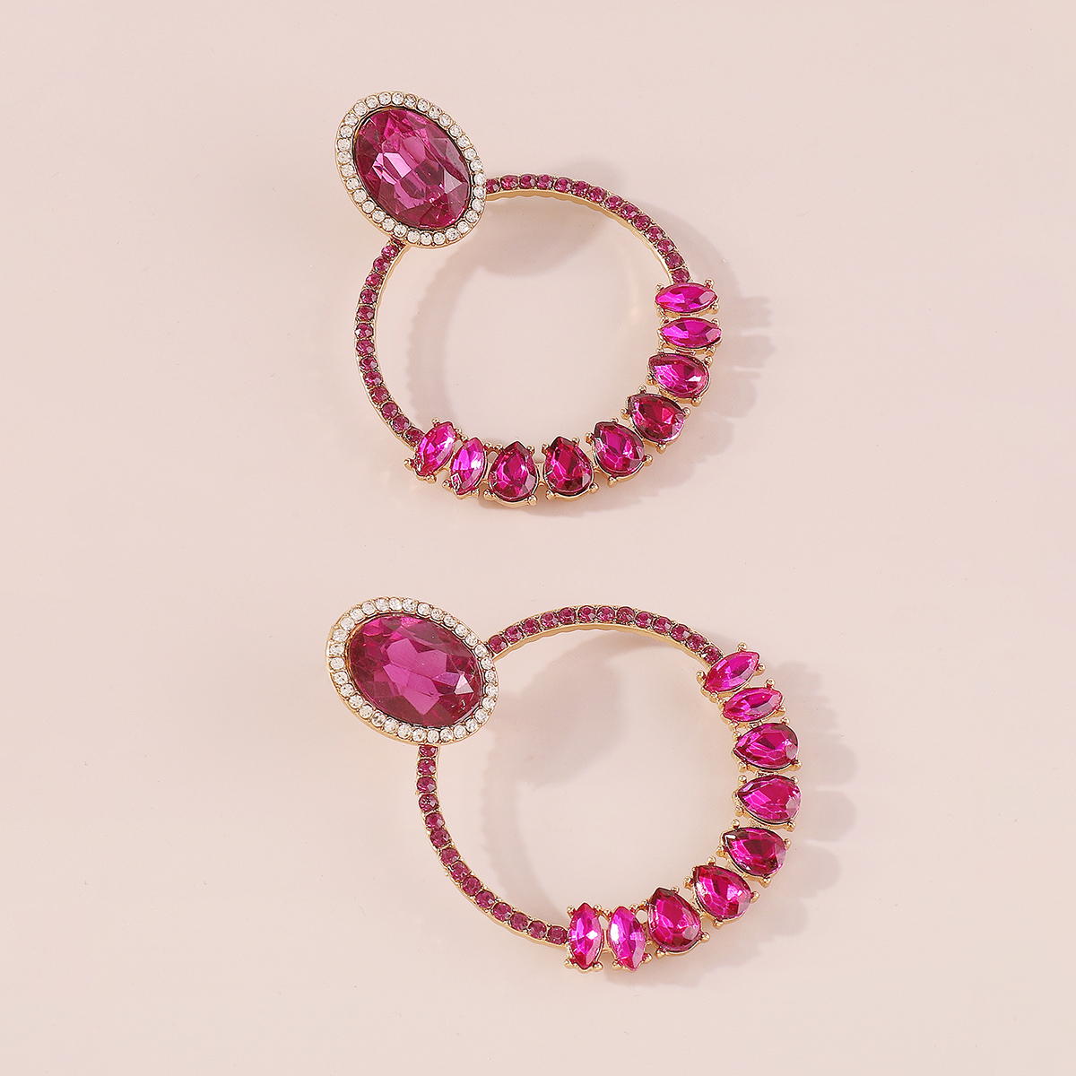 1 Pair Elegant Vintage Style Oval Water Droplets Inlay Alloy Rhinestones Drop Earrings display picture 9
