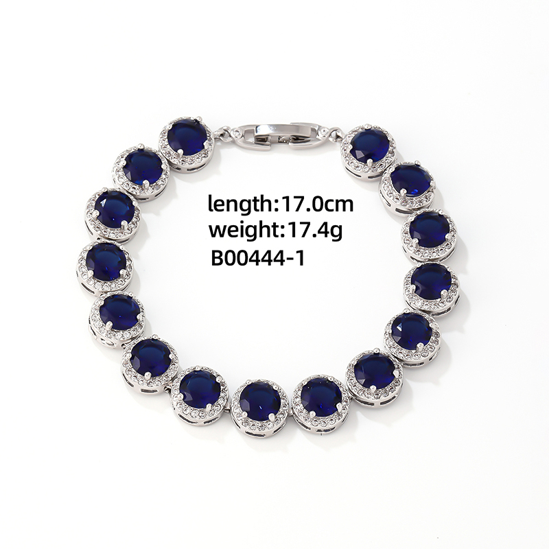 Copper Rhodium Plated Luxurious Cool Style Inlay Round Zircon Bracelets display picture 2