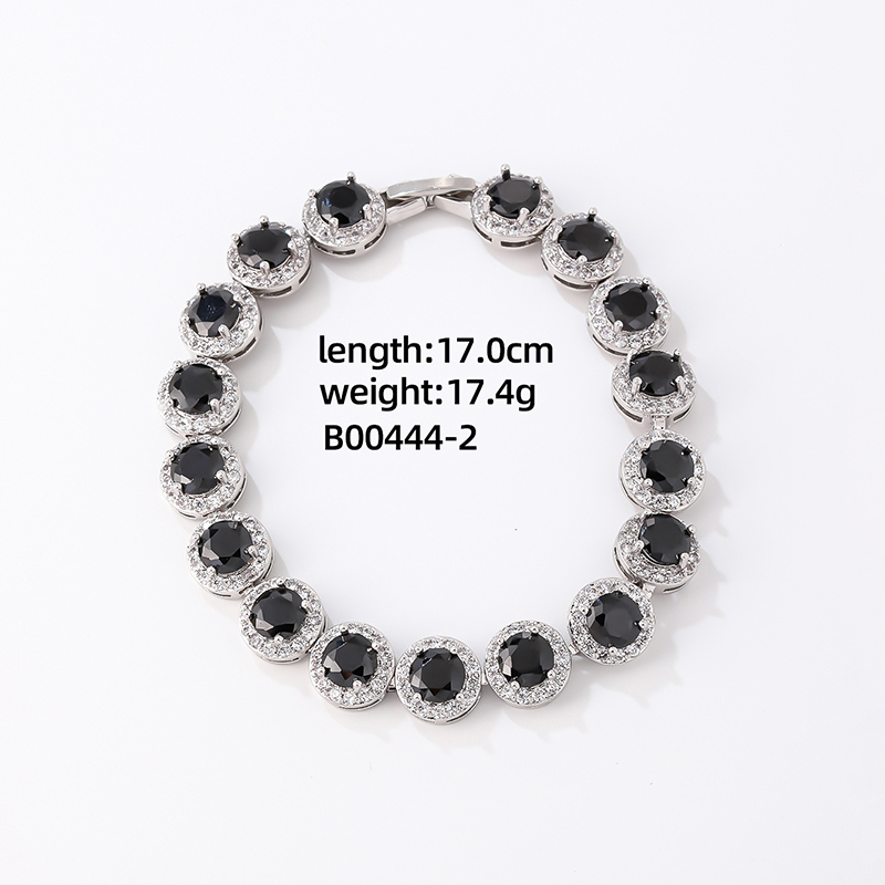 Copper Rhodium Plated Luxurious Cool Style Inlay Round Zircon Bracelets display picture 5