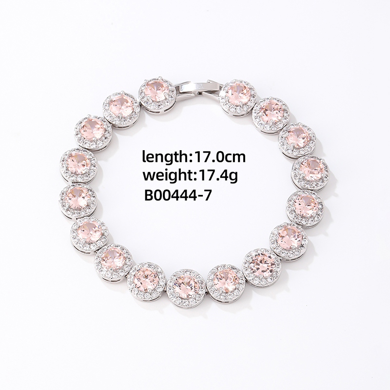Copper Rhodium Plated Luxurious Cool Style Inlay Round Zircon Bracelets display picture 6