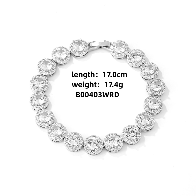 Copper Rhodium Plated Luxurious Cool Style Inlay Round Zircon Bracelets display picture 1