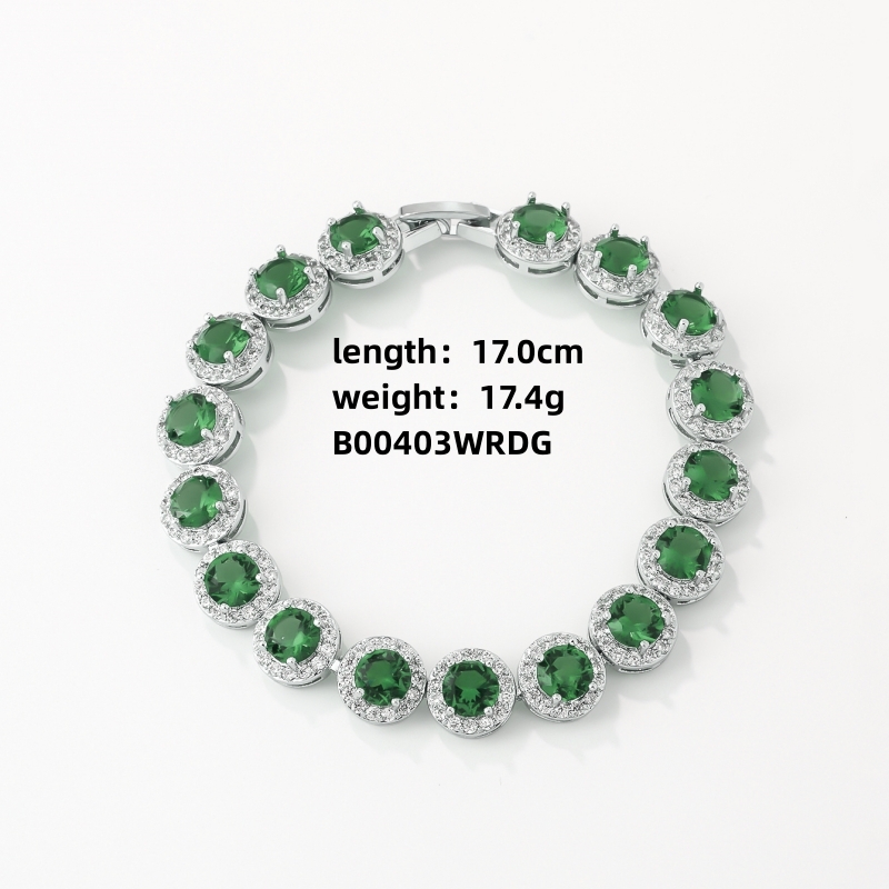 Copper Rhodium Plated Luxurious Cool Style Inlay Round Zircon Bracelets display picture 3